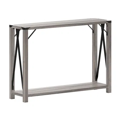 Flash Furniture Farmhouse Wooden 2 Tier Console Entry Table With Black Metal Corner, Gray Wash