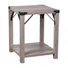 Flash Furniture Farmhouse Wooden 2 Tier End Table With Black Metal Corner Accents, Gray Wash In Brown