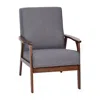 Flash Furniture Faux Linen Upholstered Arm Chair With Walnut Finished Wooden Frame In Gray