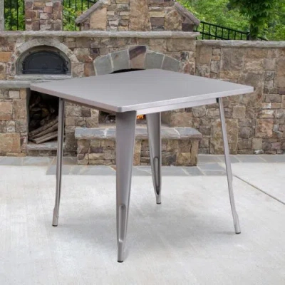 Pre-owned Flash Furniture Felix Commercial Grade 31.5" Square Square, Silver