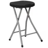 Flash Furniture Foldable Stool With Black Plastic Seat And Titanium Gray Frame In Black