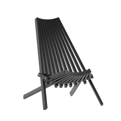 Flash Furniture Folding Acacia Wood Chair, Low Profile Lounge For Patio, Porch, Garden, Black