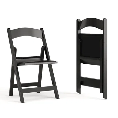 Flash Furniture Folding Chair - Black Resin - 2 Pack 800lb Weight Capacity