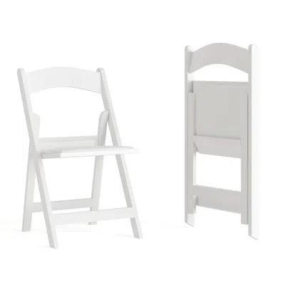 Flash Furniture Folding Chair - White Resin - 2 Pack 800lb Weight Capacity