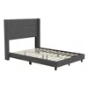 Flash Furniture Full Upholstered Platform Bed With Wingback Headboard, Charcoal Faux Linen In Gray