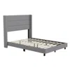 Flash Furniture Full Upholstered Platform Bed With Wingback Headboard, Gray Faux Linen In Gray