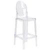 Flash Furniture Ghost Barstool With Oval Back In Revna Transparent Crystal In Purple