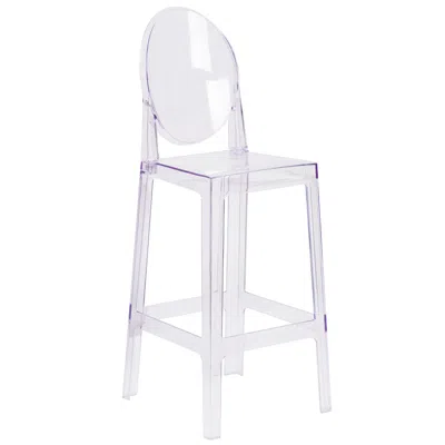 Flash Furniture Ghost Barstool With Oval Back In Revna Transparent Crystal In Purple