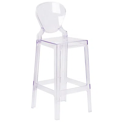 Flash Furniture Ghost Barstool With Tear Back In Transparent Crystal
