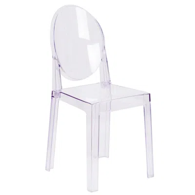 Flash Furniture Ghost Chair With Oval Back In Revna Transparent Crystal In Purple