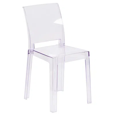 Flash Furniture Ghost Chair With Square Back In Transparent Crystal