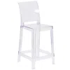 Flash Furniture Ghost Counter Stool With Square Back In Transparent Crystal In Purple