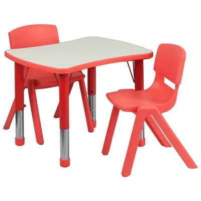 Flash Furniture Goddard 21.875"w X 26.625"l Rectangle Plastic Activity Table Set With 2 Chairs In Red