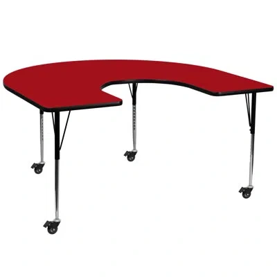 Flash Furniture Goddard 60''w X 66''l Horseshoe Thermal Laminate Activity Table - Adjustable Short Legs In Gray