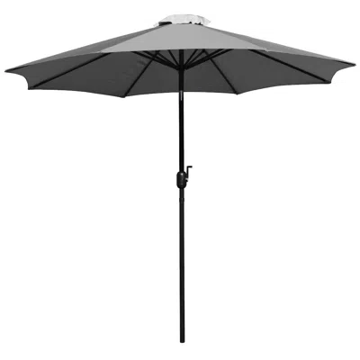 Flash Furniture Gray 9 Ft Round Umbrella With 1.5" Diameter Aluminum Pole In Black