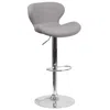 Flash Furniture Gray Fabric Adjustable Height Barstool With Curved Back And Chrome Base In Gray