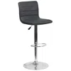 Flash Furniture Gray Vinyl Adjustable Bar Stool, Swivel Stool With Chrome Pedestal Base In Black
