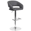 Flash Furniture Charcoal Fabric Adjustable Height Barstool With Rounded Mid-back And Chrome Base In Gray