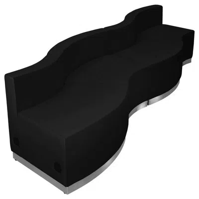 Flash Furniture Hercules 4 Pc Leathersoft Modular Reception Configuration W/taut Back &seat In Black