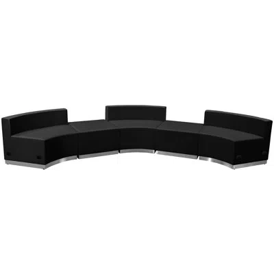 Flash Furniture Hercules 5 Pc Leathersoft Modular Reception Configuration W/taut Back &seat In Black