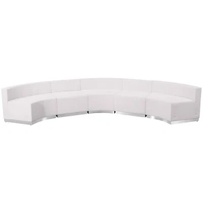 Flash Furniture Hercules 5 Pc Leathersoft Modular Reception Configuration W/taut Back &seat In White