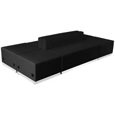 Flash Furniture Hercules 6 Pc Leathersoft Modular Reception Configuration W/taut Back &seat In Black