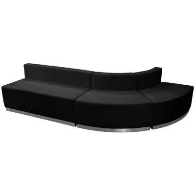 Flash Furniture Hercules Alon 3 Pc Leathersoft Modular Reception Configuration W/taut Back &seat In Black Faux Leather