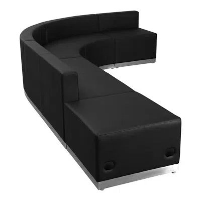 Flash Furniture Hercules Alon 5 Pc Leathersoft Modular Reception Configuration W/taut Back &seat In Black