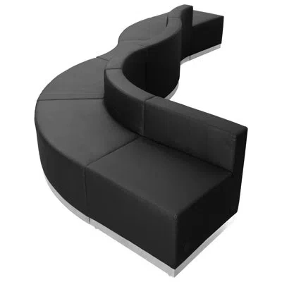 Flash Furniture Hercules Alon 6 Pc Leathersoft Modular Reception Configuration W/taut Back &seat In Black