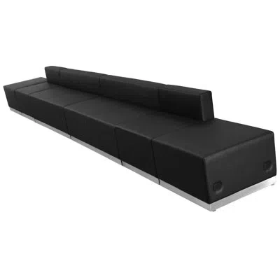 Flash Furniture Hercules Alon 6 Pc Leathersoft Modular Reception Configuration W/taut Back &seat In Black