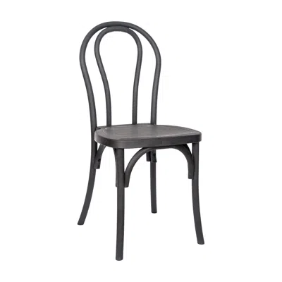 Flash Furniture Hercules Commercial Black Wood Look Stackable Resin Thonet Style Chair In Gray