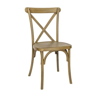 Flash Furniture Hercules Commercial Chestnut Wood Look Stackable Resin Cross Back Chair In Gold