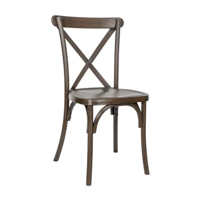 Flash Furniture Hercules Commercial Dark Brown Wood Look Stackable Resin Cross Back Chair