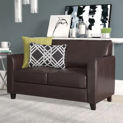 Flash Furniture Hercules Leathersoft Loveseat With Clean Line Stitched Frame In Brown,black