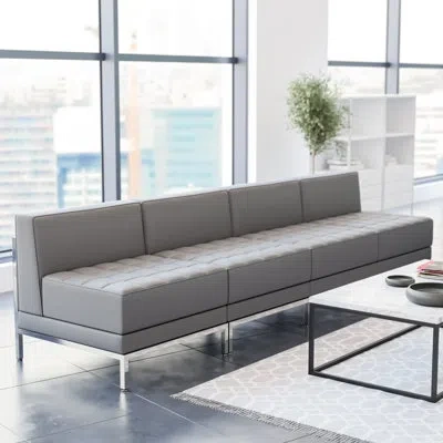 Flash Furniture Hercules Leathersoft Modular Lounge Set With Taut Back And Seat In Gray