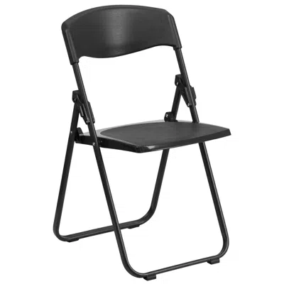 Flash Furniture Hercules Series 500 Lb. Capacity Heavy Duty Black Plastic Folding Chair With Built-in Ganging Bracke