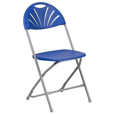 Flash Furniture 2 Pack Hercules Series 650 Lb. Capacity Blue Plastic Fan Back Folding Chair
