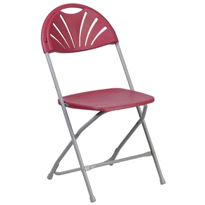 Flash Furniture 2 Pack Hercules Series 650 Lb. Capacity Burdy Plastic Fan Back Folding Chair In Pink