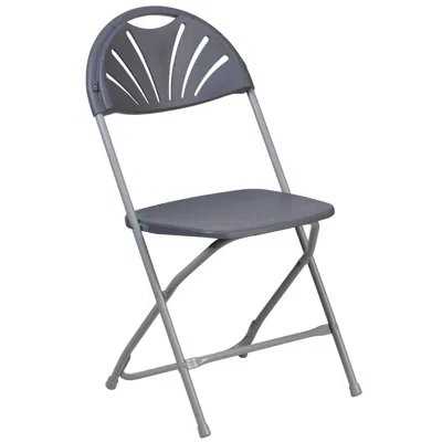 Flash Furniture Hercules Series 650 Lb. Capacity Charcoal Plastic Fan Back Folding Chair In Gray