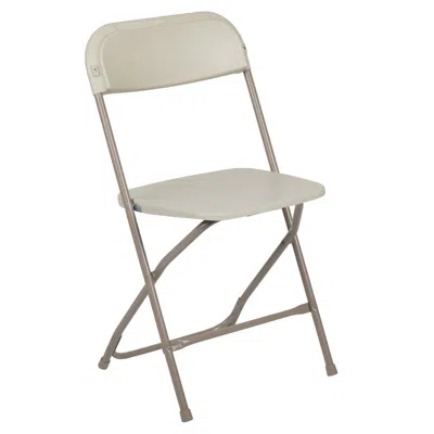 Flash Furniture Hercules Series 650 Lb. Capacity Premium Beige Plastic Folding Chair In White
