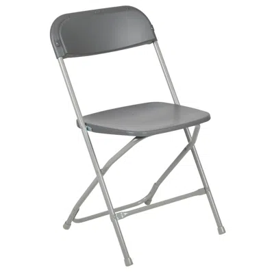 Flash Furniture Hercules Series 650 Lb. Capacity Premium Grey Plastic Folding Chair In Gray
