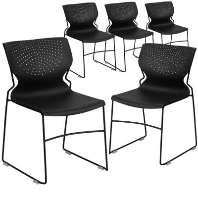Flash Furniture Hercules Series 661 Lb. Capacity Full Back Stack Chair With Powder Coated Frame In Black,black