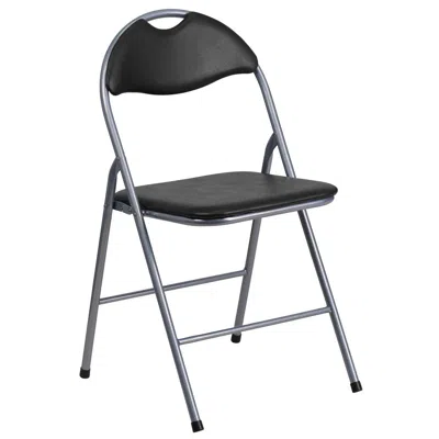 Flash Furniture Hercules Series Black Vinyl Metal Folding Chair With Carrying Handle