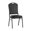 Flash Furniture Hercules Series Crown Back Stacking Banquet Chair In Black Vinyl - Black Frame In Gray