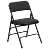 Flash Furniture 2 Pack Triple Braced & Double Hinged Black Patterned Fabric Metal Folding Chair In Black