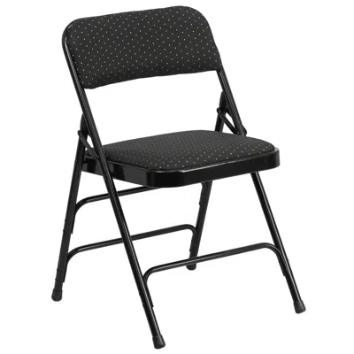 FLASH FURNITURE HERCULES SERIES CURVED TRIPLE BRACED & DOUBLE HINGED BLACK PATTERNED FABRIC METAL FOLDING CHAIR