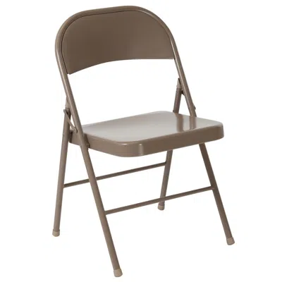 Flash Furniture Hercules Series Double Braced Beige Metal Folding Chair In Brown