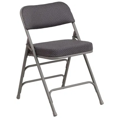 Flash Furniture Hercules Series Premium Curved Triple Braced & Double Hinged - Gray Fabric Metal Folding Chair