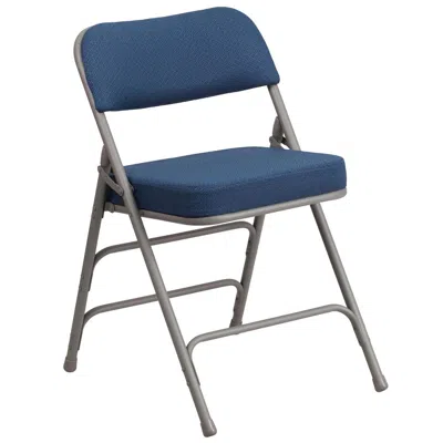 Flash Furniture Hercules Series Premium Curved Triple Braced & Double Hinged - Navy Fabric Metal Folding Chair In Blue