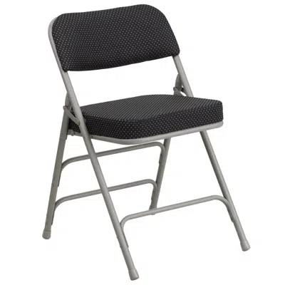 Flash Furniture Hercules Series Premium Curved Triple Braced & Double Hinged Black Pin-dot Fabric Metal Folding Chai